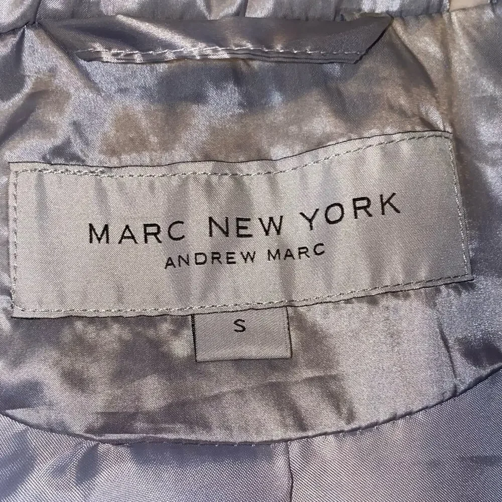 Marc New York Metallic Silver‎ Puffer Vest Small Quilted Knit Panel Zip Jacket
